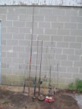 Fishing Rod Lot - 9' Surf Rod 1 piece, Reels on Assorted Old Rods - See Pictures