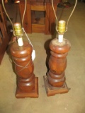2 Wooden Lamps - No Shades