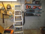 Wall Lot - Tools, 2 Ladders, 400 Watt Inventor & Tubs w/ Misc. Tools
