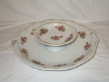 Semi Porcelain Dish w/ Roses Hand painted in Germany