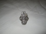 Ladies Vintage 18K White Gold & Diamond Dinner Ring in Filigree Setting - Center Champagne Diamond!