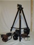 Lot - Camera Equipment - Focal Tripod, Vivitar & Zeikos Lenses,