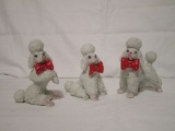 Semi Porcelain Poodle Figurines - Marked Red Letter Japan - 3 1/4