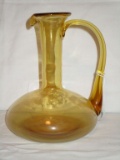 Amber Glass Ewer w/ Applied Handle