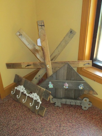 Lot - Assorted Rustic Style Racks w/ Hooks