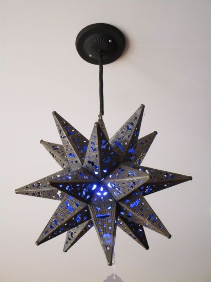 Punched Tin Hand Crafted Star Light Fixture