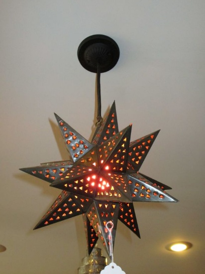 Punched Tin Hand Crafted Star Light Fixture