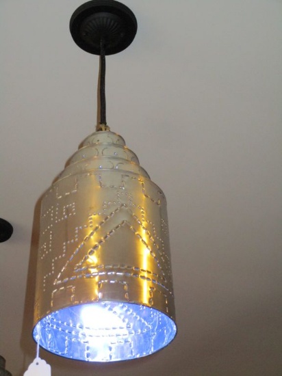 Punched Tin Cylinder Hand Crafted Light Fixture