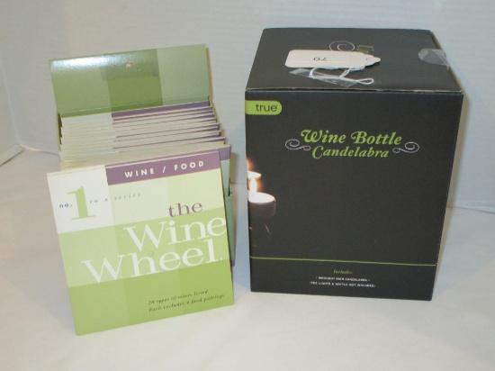 Lot - Wine Bottle Candelabra & Boxed Set of Wine Selection Guides