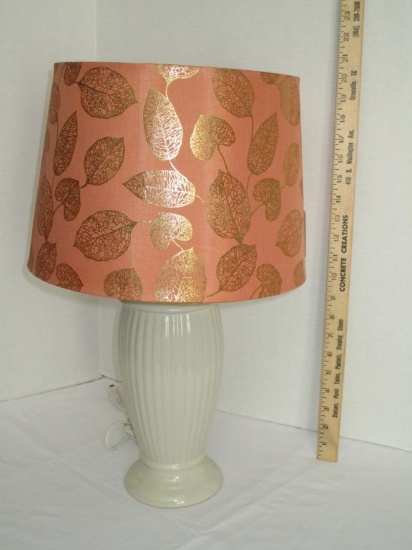 Fluted ceramic Lamp w/ Printed Shade
