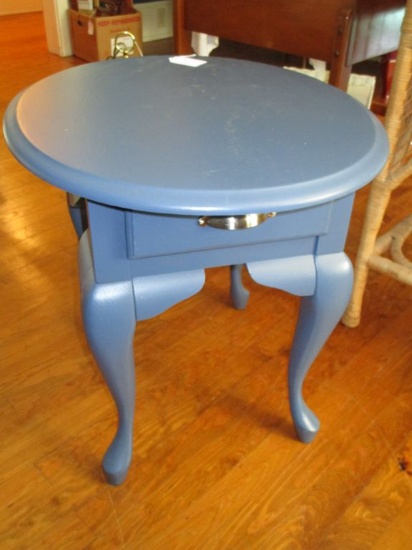 Blue Painted Queen Anne Style End Table