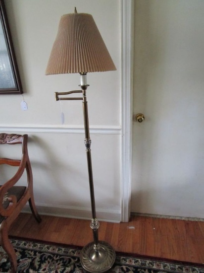 Vintage Brass Swing Arm Floor Lamp