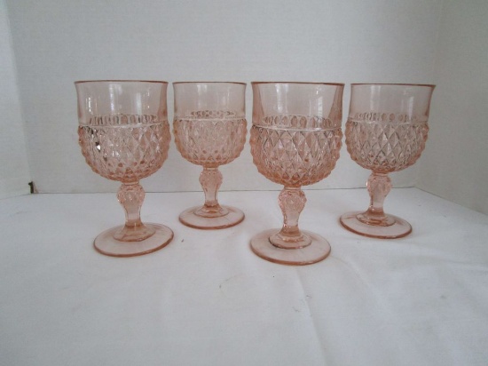 Set - 4 Pink Footed Goblets