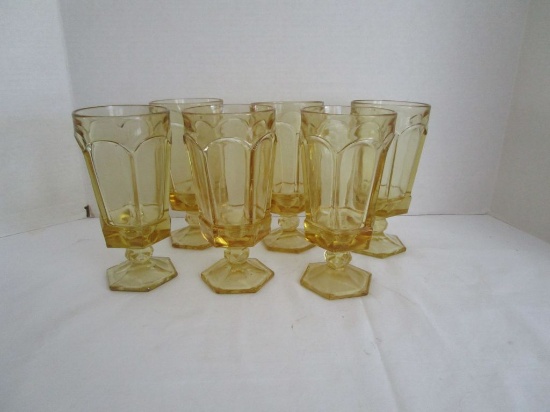 Set - 6 Yellow Footed Tea Glasses