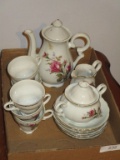 Semi Porcelain Tea Set w/ Ross Pattern - 17 pcs