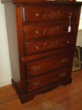 Oak 5 Drawer Chest & Molded Fruit Design