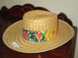 Woven Straw Hat w/ Floral Band