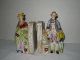 Vintage Porcelain Victorian Couple Bookends - Made in Japan