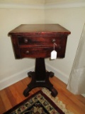 Eastlake Mahogany Table - Pedestal Base, 2 Drawers