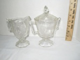 Vintage Pressed Glass Sugar & Creamer