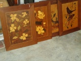 Lot - 4 Handmade Marquetry Wall Hangings by William Bader, Asheville NC