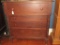 Mahogany Empire 4 Drawer Chest w/ Wooden Pulls, Turned Columns on Wooden Casters