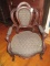 Victorian Style Walnut Arm Chair Upholstered Medallion Back Arm Rests & Seat