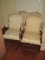 Lot - 4 Conference Room Chairs w/ Mahogany Trim Design Ivory Upholstery