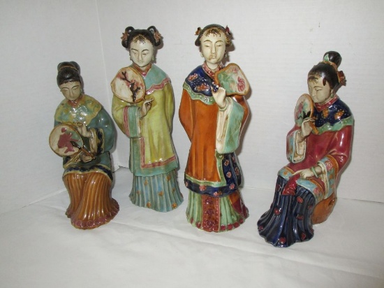 Set of 4 Ceramic Asian Lady Figurines