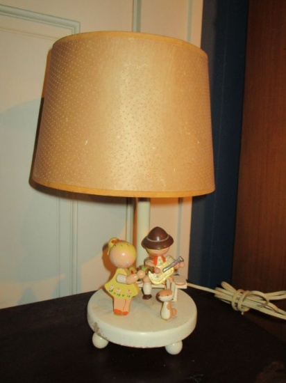 Vintage Wooden Nursery Lamp