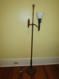 Vintage Floor Lamp Tole Painted w/ Milk Glass Globe