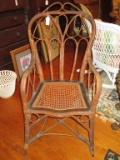 Vintage Wicker Chair w/ Cane Bottom