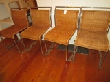 Set of 4 - Mid Century Breuer Style Wicker Chairs w/ Chrome Base