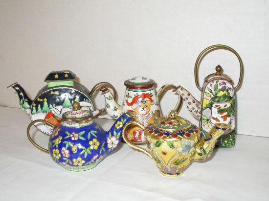 Lot - Assorted Mini Enameled Teapots