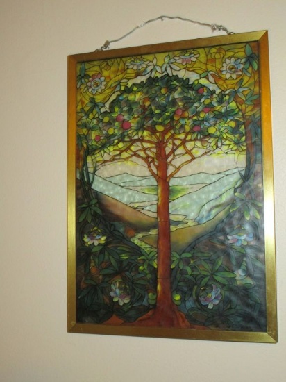 Beautiful Stained Glass Wall Hanging - Tree & Floral Design