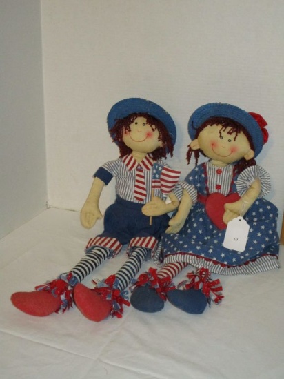 Pair - Fabric Doll  Shelf Sitters