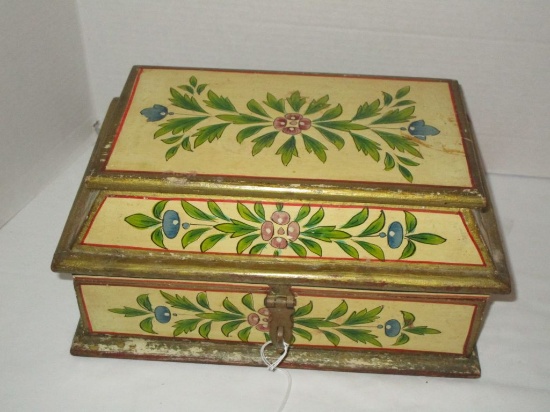 Folk Art Style Painted Wooden Box
