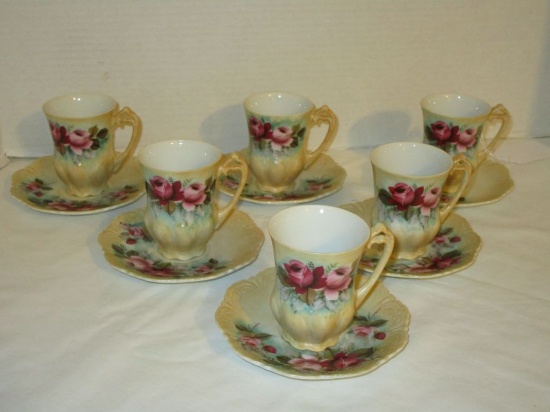 6 China Chocolate Cups w/ Floral Design