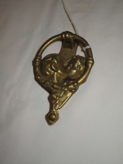 Brass Victorian Style Kissing Couple Door Knocker - 5"