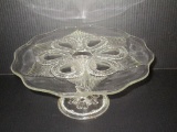 Footed Pressed Glass Cake Plate