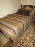 Pair Colonial Style Oak  Twin Beds w/ Linens