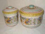 Pair of Portuguese Pottery Canister