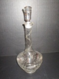 Bohemian Etched Crystal Decanter - Hand Made In Czechoslovakia