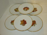 Set of 6 Vintage Dessert Plates. Beautiful Transfer of Fruit & Nuts on Each Plate