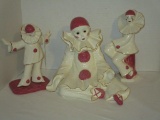 Trio of Ceramic Pierrot Clown Figures