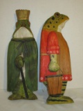 Folk Art Wooden Carved Frogs