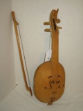 Wooden Giraffe Design Instrument w/ Bow - Some Damage to Giraffe Ear