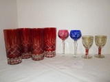 Misc. Colored Stems & Set of Glasses