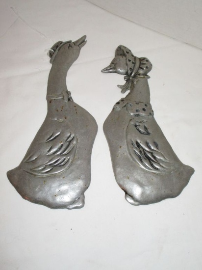 Pair of Cast Aluminum Duck Wall Plaques