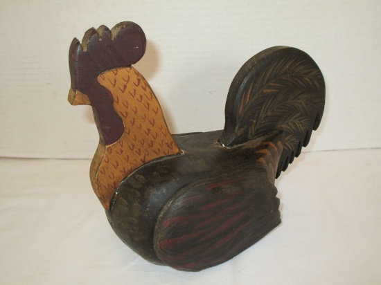 Folk Art Style Carved Wooden Rooster